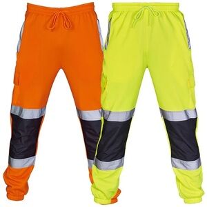 Set of 2 Joggers Slim Fit  High Visibility Safety Workwear Reflective 3XL